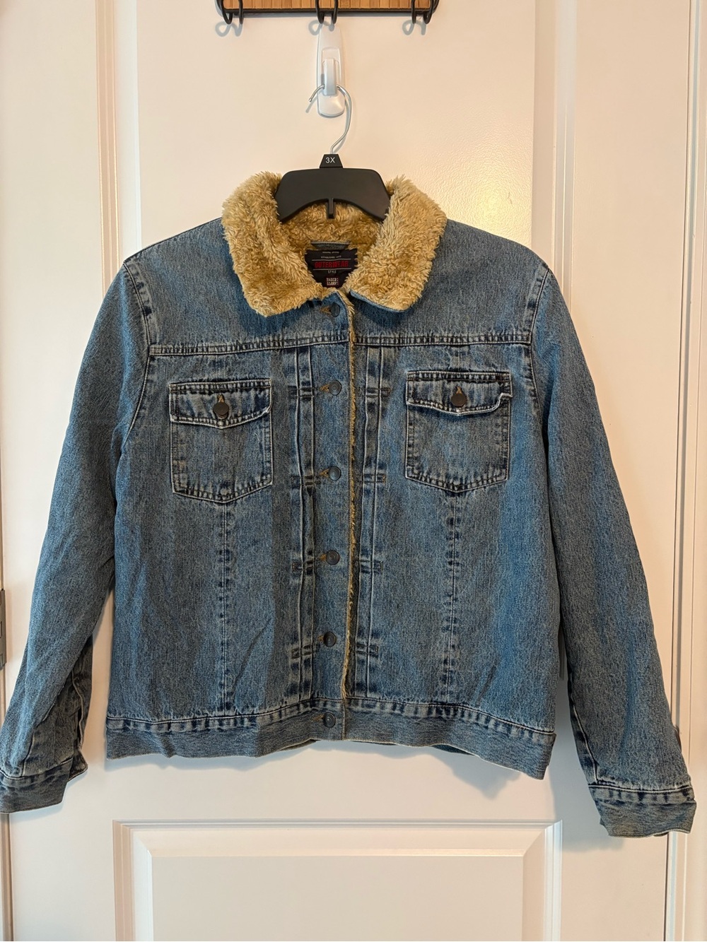 Vintage Faded Glory Faux Fur Lined Denim/Jean Jacket Blue Size 1X 16-18